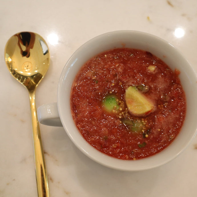 Watermelon Gazpacho with Avocado and Pepita Crunch