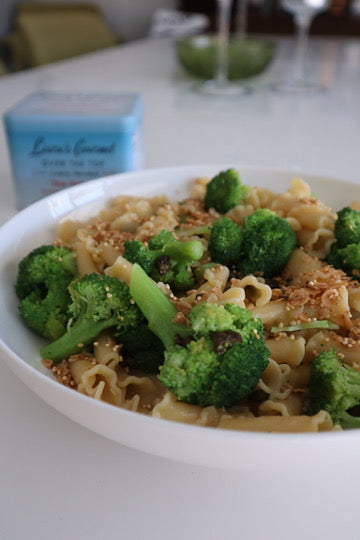 Pasta with Broccoli, Capers and Crunch