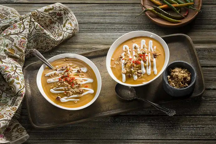 Roasted Acorn Squash Soup with Crunchy Topping