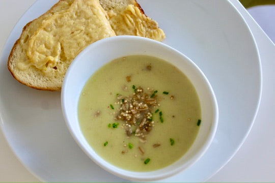Irish Potato and Leek Soup with Crusty Dubliner Cheese Bread