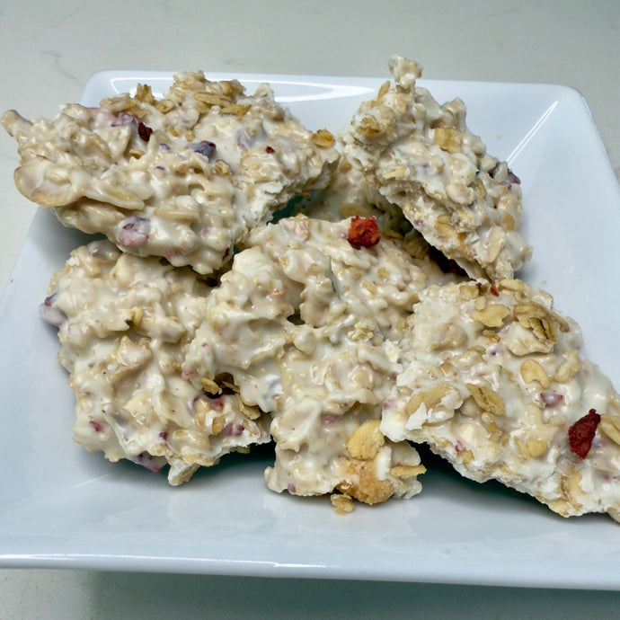 White Chocolate Strawberry Crunch Bark
