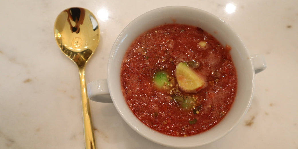 Watermelon Gazpacho with Avocado and Pepita Crunch