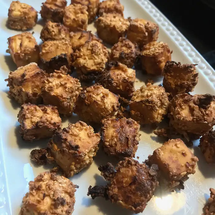 Honey Roasted Peanut Crunch Crusted Tofu Salad