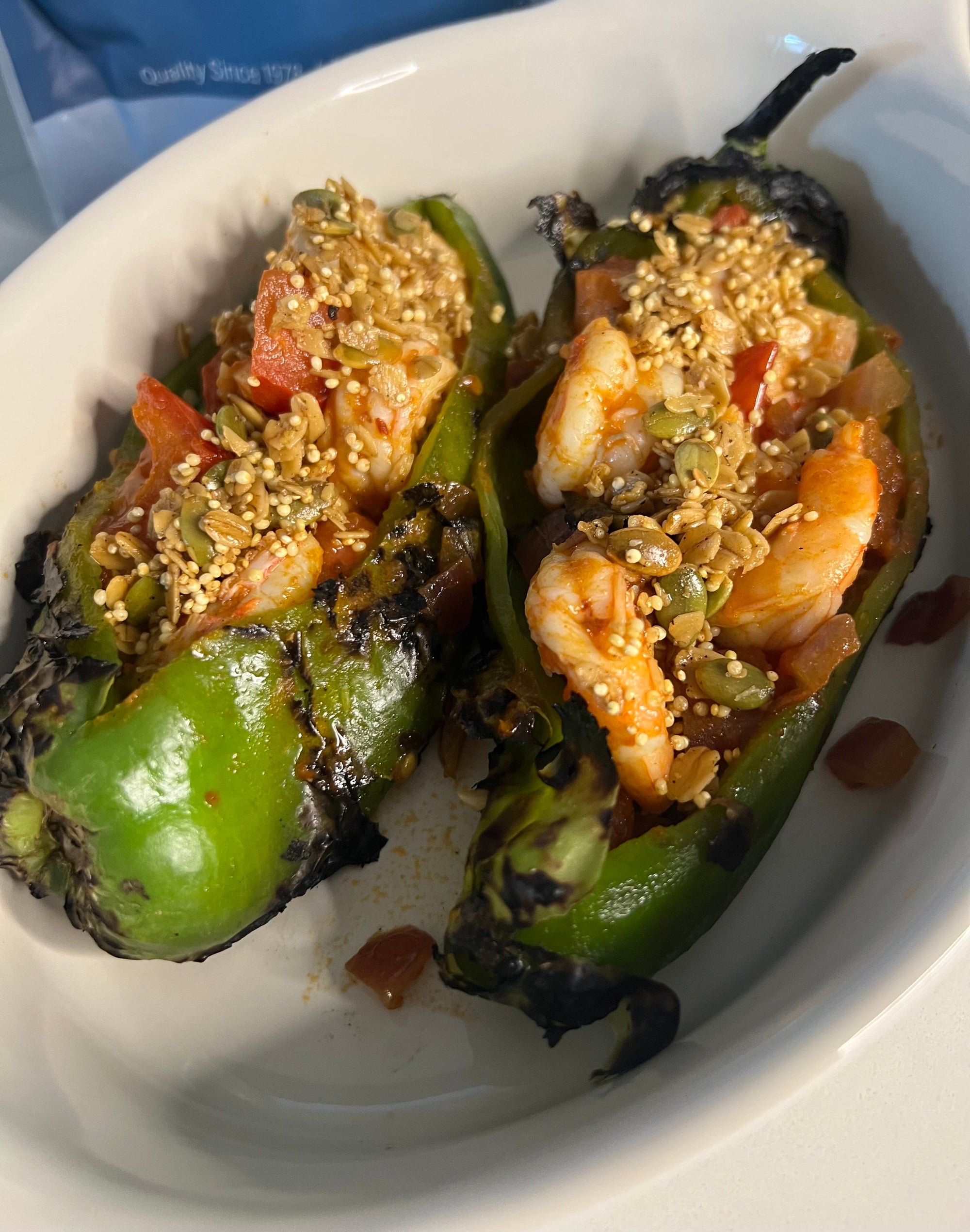 Chipotle Shrimp Stuffed Roasted Anaheim Chiles with Southwestern Over the Top