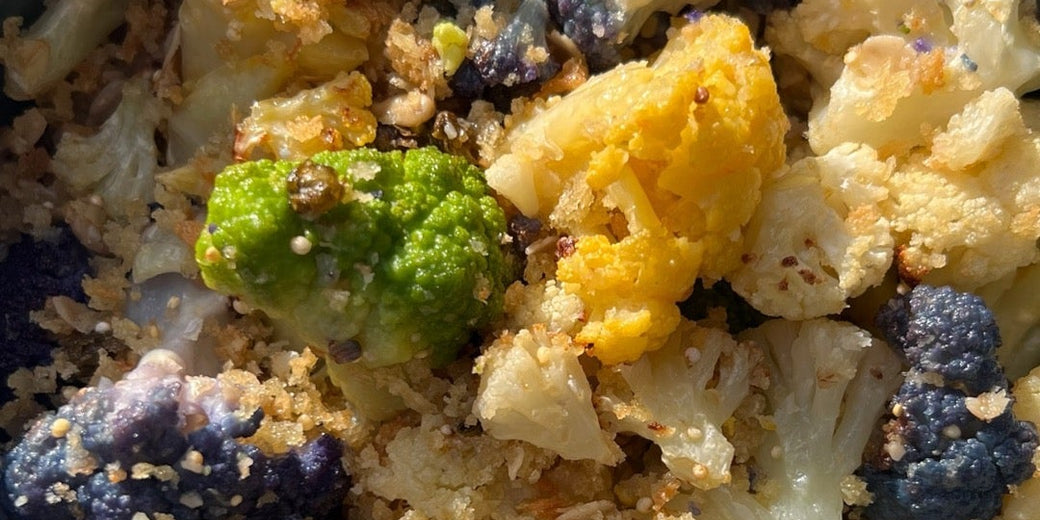 Roasted Cauliflower with Caper Garlic Over the Top Crunch