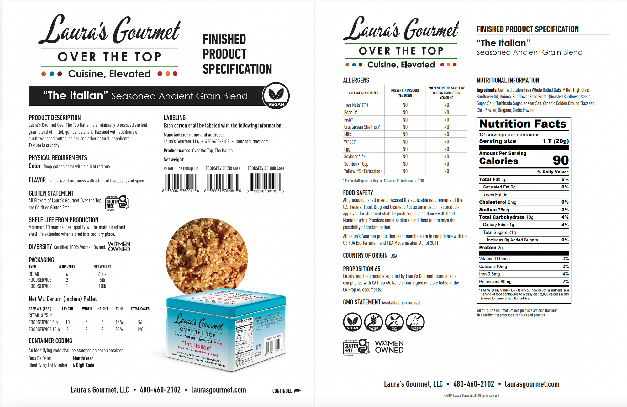 Nutrition Facts: The Italian Grain Savory Topper 